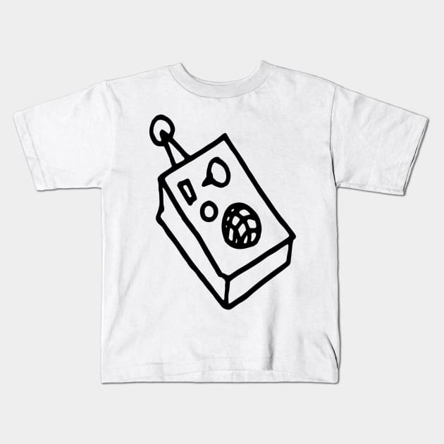 Walkie Talkie Line Drawing Kids T-Shirt by VANDERVISUALS